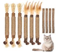 Bissap Silvervine Lot de 10 bâtonnets à mâcher pour chat, jouets interactifs en plumes pour chats d'intérieur