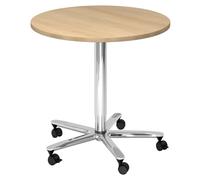 BISTRO 80R C - Système de tables conférence Ø 80 chrome Chêne