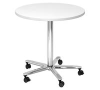 BISTRO 80R C - Système de tables conférence Blanc chrome Ø 80