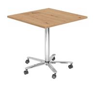 BISTRO 88Q C - Système de tables conférence 80 x 80 chrome Chênes Noueux