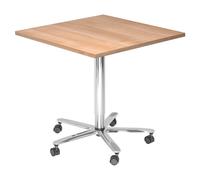 BISTRO 88Q C - Système de tables conférence Noyer 80 x 80 chrome