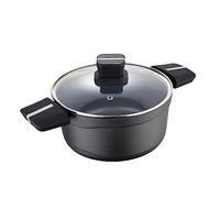 Bistro Grey - Dquet avec un couvercle de 24 cm - en aluminium coulé - intérieur en acier quantanium - extérieur noir mat - point d'inductio