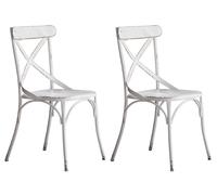 BISTRO - Set de 2 chaises de repas vintage en metal blanc Blanc