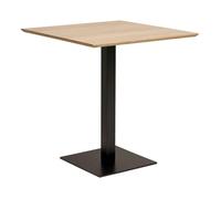 AltoBuy Bistro - Table Carrée Plateau Mélaminé Effet Bois Pied Central Métal Noir