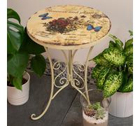 Bistrot Table Déco Beistell Extérieur Jardin Meuble Shabby-Look Fleurs Papillon