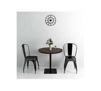 vidaXL Table de bistro MDF et acier Rond 80 x 75 cm Frêne foncé