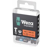 Bit 840/1 IMP DC 5mm L.25mm 1/4 pouce C6,3 Impaktor,DC Boîte de 10 embouts WERA