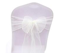 BIT.Fly 50 Pcs Ruban Chaise Mariage Noeud de Chaise - Rubans en Organza Housse de Chaise 18 x 275cm Decoration Chaise pour Les Fêtes Mariages Célébrations (Ivoire)