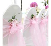 BIT.FLY 50PCS Rubans en Organza Housse de Chaise Nœuds Rubans Nœuds de Mariage Décoration de Ceremonie Fête Anniversaire 18 x 275cm(Rose Clair)