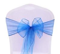 BIT.FLY 50PCS Rubans en Organza Housse de Chaise Nœuds Rubans Nœuds de Mariage Décoration de Ceremonie Fête Anniversaire 18 x 275cm(Bleu Royal)