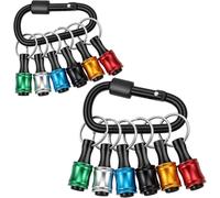Bit Holder Keychain 2-Pack (6 Per Set),1/4" Hex Shank Quick Release Drill & Screwdriver Bit Holders