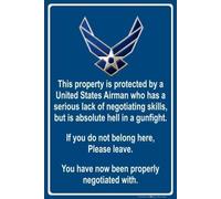 Bit Plaque en métal « Property Protected by Air Us Air Force » - Style shabby chic - 20,3 x 30,5 cm