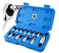 Bit Socket Set - 12 Piece TS8-TS60, S2 Steel Pentagonal Tool Kit | 7.87x4.33x1.57 Inch | Precision S2 Steel | 1/4 3/8 1/2 Drive Star Bits, For Auto Repair, Mechanics, Household