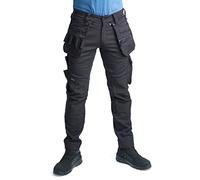 Bitco BTC16B Stretch Full Black Pantalon de Travail Cordura Renforcé Hydrofuge et oléofuge Coton Polyester Élasthanne Poches Utilitaires Flexibles Poches Genoux Poche téléphone Portable