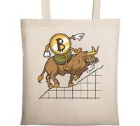 Bitcoin Bull Market Price Go Up Art Sac fourre-tout en coton écologique Beige