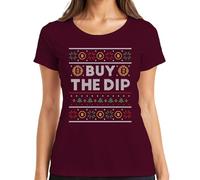 Bitcoin Buy The DIP - Ugly Christmas Sweater Crypto T-shirt pour femme, bordeaux, XXL