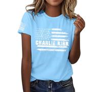 Bitcoin is Liberté BTC Crypto Bitcoin Trader to Moon T-shirt à manches courtes élégant chemisiers T-shirts col en U Tunique décontractée Charlie Kirk, #48., L