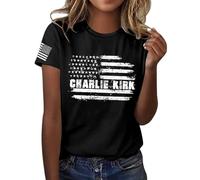 Bitcoin is Liberté BTC Crypto Bitcoin Trader to Moon T-shirt à manches courtes élégant chemisiers T-shirts col en U Tunique décontractée Charlie Kirk, #39., XL