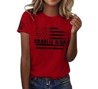 Bitcoin is Liberté BTC Crypto Bitcoin Trader to Moon T-shirt à manches courtes élégant chemisiers T-shirts col en U Tunique décontractée Charlie Kirk, #47., M