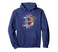 Bitcoin Logo Crypto Trader Investisseur Crypto-Monnaie BTC Sweat à Capuche, Unisexe pour Adultes, Bleu Marine, XL