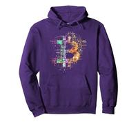 Bitcoin Logo Crypto Trader Investisseur Crypto-Monnaie BTC Sweat à Capuche, Unisexe pour Adultes, Violet, L