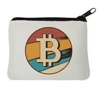 Bitcoin Porte-monnaie rétro en néoprène Blanc 10 x 11 cm