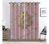 Bitcoin Rideaux 3D Occultants, Marbre Rose Rideaux à Oeillets, Isolant Thermique Anti Froid et Chaleur, Anti-Bruit, Lavable en Machine, Lot de 2, 110 x 215 cm (L x H)