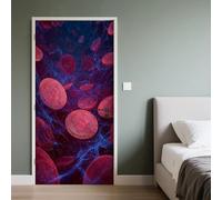 Bitcoin Rouge Autocollant Porte 3D 95x215cm Cryptomonnaie Stickers de Porte Technologies du Futur Sticker Mural Auto-adhésif Papier Peint Intérieure PVC Amovibles Imperméable