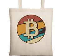 Bitcoin Sac fourre-tout rétro en coton écologique Beige