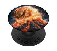 Bitcoin Volcan Feu Lave Montagne Destin PopSockets PopGrip Adhésif