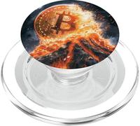 Bitcoin Volcan Feu Lave Montagne Destin PopSockets PopGrip pour MagSafe