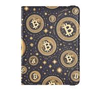 Bitcoins Logos Porte-passeport en cuir pour voyage sécurisé et caché pour homme