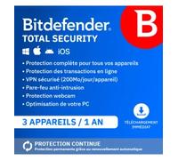 Bitdefender Total Security 2026 - 3 appareils - 1 an (Download)