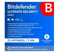 Bitdefender Ultimate Security Family 2026 | 25 Appareils | 1 An