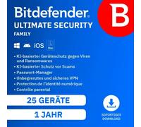 Bitdefender Ultimate Security Family 2026 | 25 Appareils | 1 An