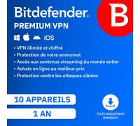 Bitdefender (VPN) Premium 2026 - Abonnement automatique - Édition: 10 Appareils 1 An