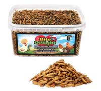 Bite&Delight Larves séchées de mouche soldat noire 10L / 1800g - Source naturelle de protéines pour la volaille, les oiseaux sauvages, les reptiles et les petits animaux