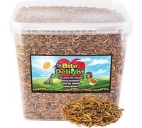 Bite & Delight Vers de farine séchés 1,8 kg - Nourriture riche en protéines pour les oiseaux sauvages, les hérissons, les écureuils et les hamsters - Nourriture universelle toute l'année