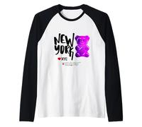 Bite Me, Cool New York City Purple Candy Gum Bear Graphic Manche Raglan