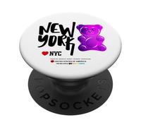 Bite Me, Cool New York City Purple Candy Gum Bear Graphic PopSockets PopGrip Adhésif
