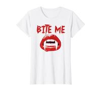 Bite Me Crocs de Vampire Bite Me T-Shirt Graphique avec Valeur, Femme, Blanc, XS