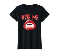 Bite Me Crocs de Vampire Bite Me T-Shirt Graphique avec Valeur, Femme, Noir, M