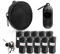 BITEFU Lot de 13 accessoires pour chien, contient 2 sacs à friandises pour chiens, 10 sacs à déjections canines, 1 distributeur de sacs à déjections canines, noir, utilisable pour promener le chien