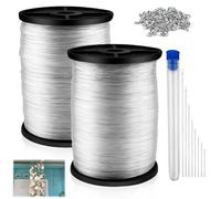 BITEFU Lot de 2 fils de pêche en nylon transparent indéchirable - 0,8 mm x 200 m - Fabriqué à la main - Avec manchons à sertir en aluminium - Pour bricolage, pêche, bijoux, pêche à suspendre