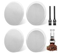BITEFU Lot de 4 filtres à café réutilisables en acier inoxydable pour machine à café Aeropress avec 2 plaques filtrantes, 2 filtres à bord et 2 brosses, taille 61 mm.