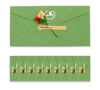 BITEYI 10pcs Vintage Enveloppes en Papier Kraft avec Cartes de Voeux Fleurs Séchées Artisanales et Autocollants,pour Anniversaire Mariage Noël Invitations Cartes de Remerciements (Vert)