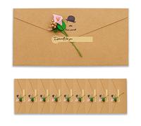 BITEYI 10pcs Vintage Enveloppes en Papier Kraft avec Cartes de Voeux Fleurs Séchées Artisanales et Autocollants,pour Anniversaire Mariage Noël Invitations Cartes de Remerciements (Couleur café)