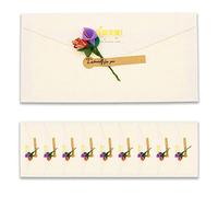 BITEYI 10pcs Vintage Enveloppes en Papier Kraft avec Cartes de Voeux Fleurs Séchées Artisanales et Autocollants,pour Anniversaire Mariage Noël Invitations Cartes de Remerciements (Beige)