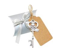 BITEYI 30 pcs Clé Décapsuleur Mariage Skeleton Key Ouvre-Bouteille avec Boîte à Bonbons et Tag Cartes,pour Fête Décoration (argenté 1)