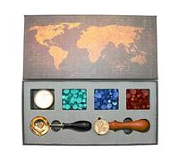 BITEYI Tampon de cire kit,Sceaux pour Cachet kit avec Perles de Cire d'étanchéité,Laiton Cachet Sceau,Cuillère à Cire,Coffret Cadeau (Gift for you)